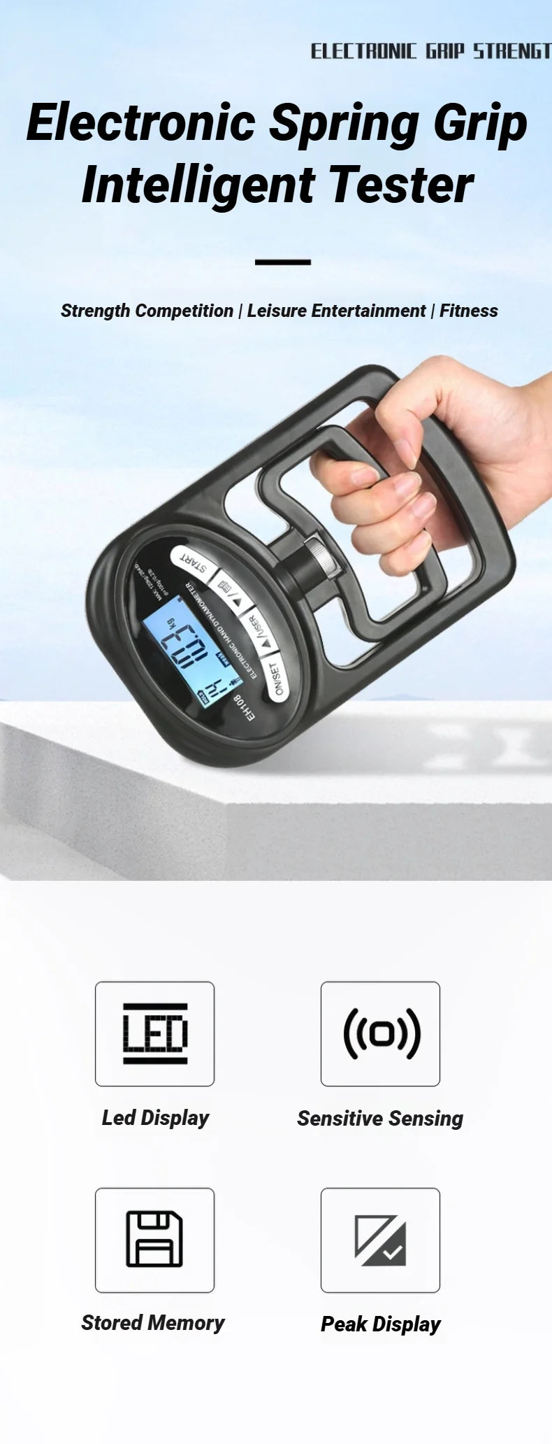 Digital Grip Strength Meter - Massures - 265Lbs / 120Kg