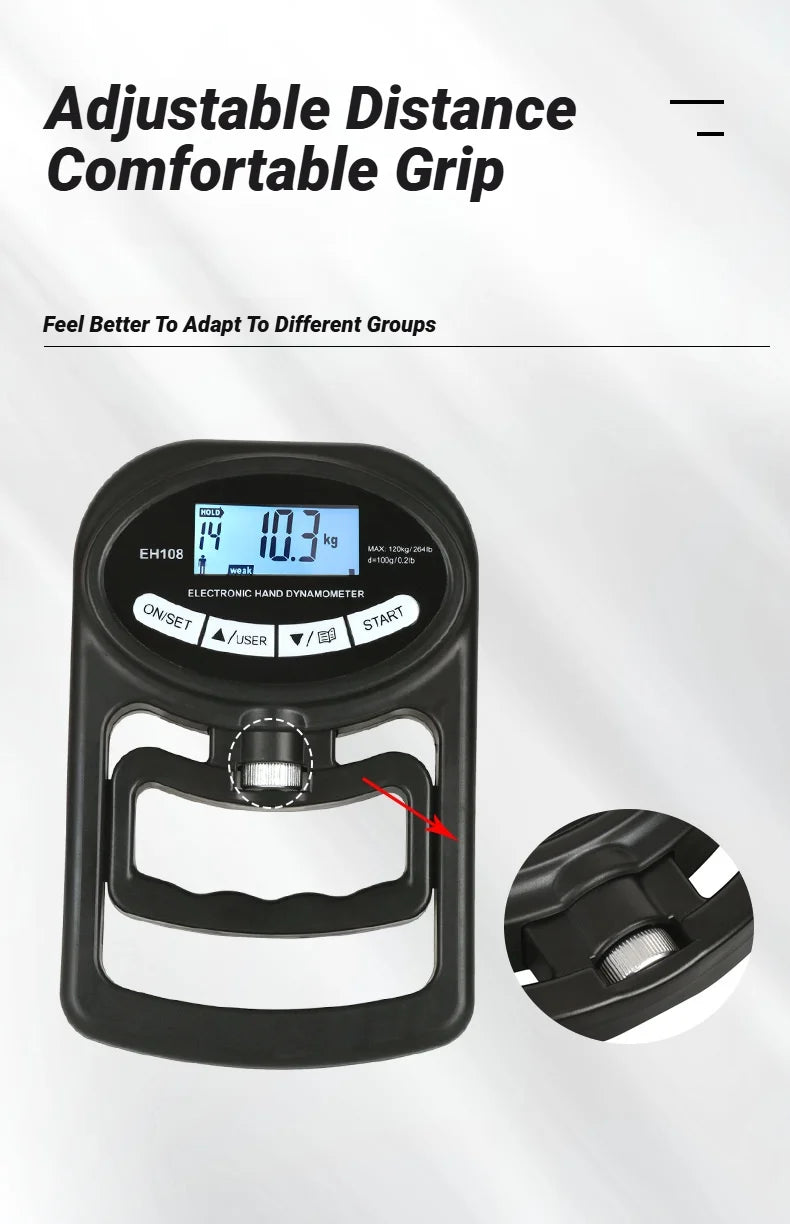 Digital Grip Strength Meter - Massures - 265Lbs / 120Kg